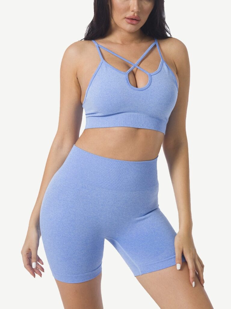 Wholesale Knitting Short Yoga Bodysuits 2-in-1 Gymwear