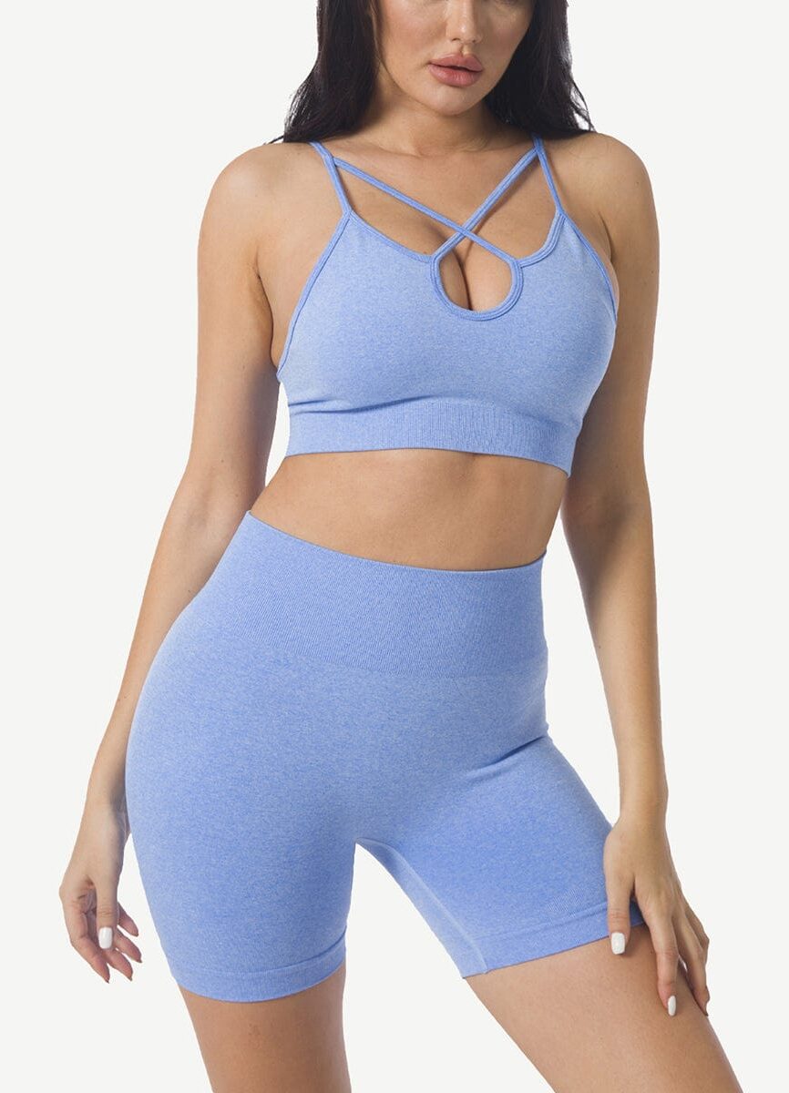 Wholesale Knitting Short Yoga Bodysuits 2-in-1 Gymwear