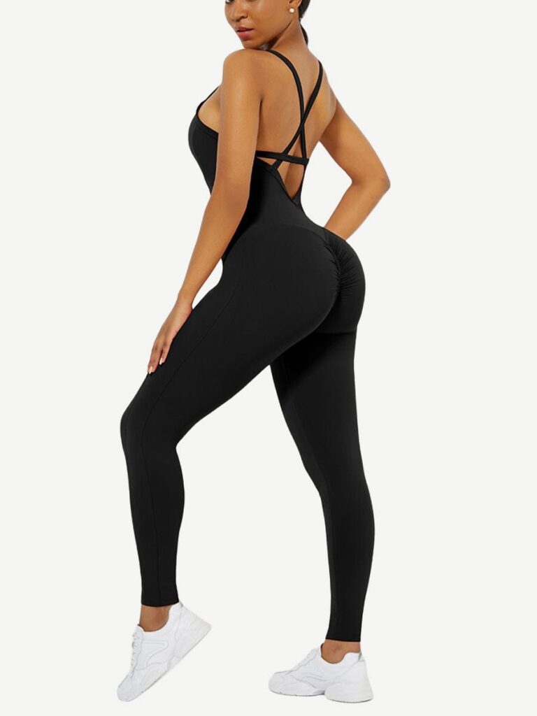 Wholesale Strappy Back Removable Pads Yoga Bodysuit For Women